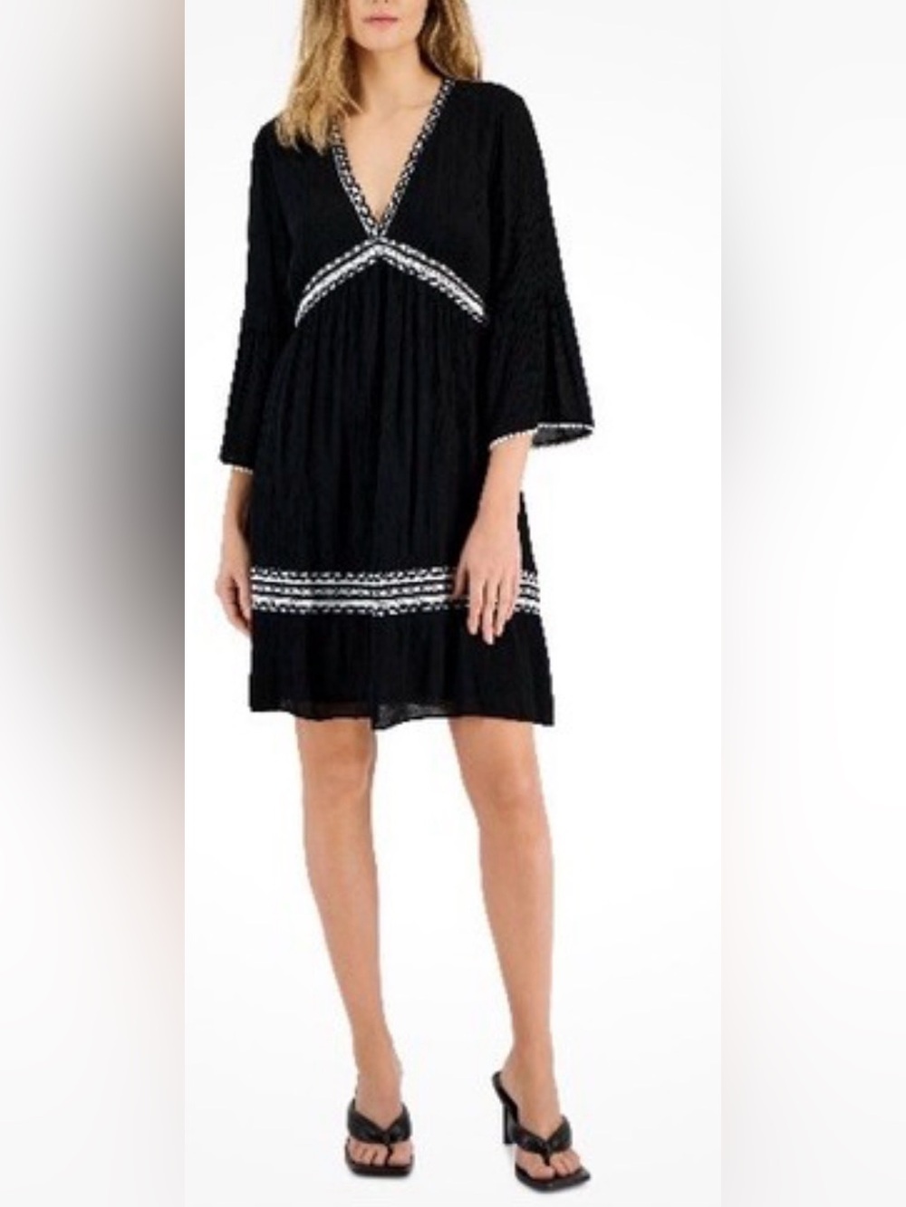 INC  V-Neck Embroidered Babydoll Dress NWT medium
